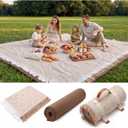 Genovega 2 in 1 Extra Large Rug Outdoor Picnic Blanket Waterproof Woven Boho Mat Giant Beach Towel Travel Essential Yoga Accessories Park Patio Lawn Garden Ground Music Festival Concert Must Have, Size: 6'8" x 6'8" (Square)