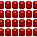 LANKER 24 Pack Flameless Led Tea Lights Candles, Flickering Red Battery Operated Electronic Fake Candles, Decorations for Wedding, Party, Christmas, Halloween (Red)