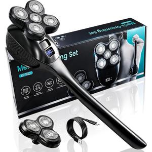 Back Shaver for Men, Rechargeable Electric Back Shaver with Long Handle, Waterproof Full Body Hair Trimmer&Groomer Kit with Replaceable Shaving Heads