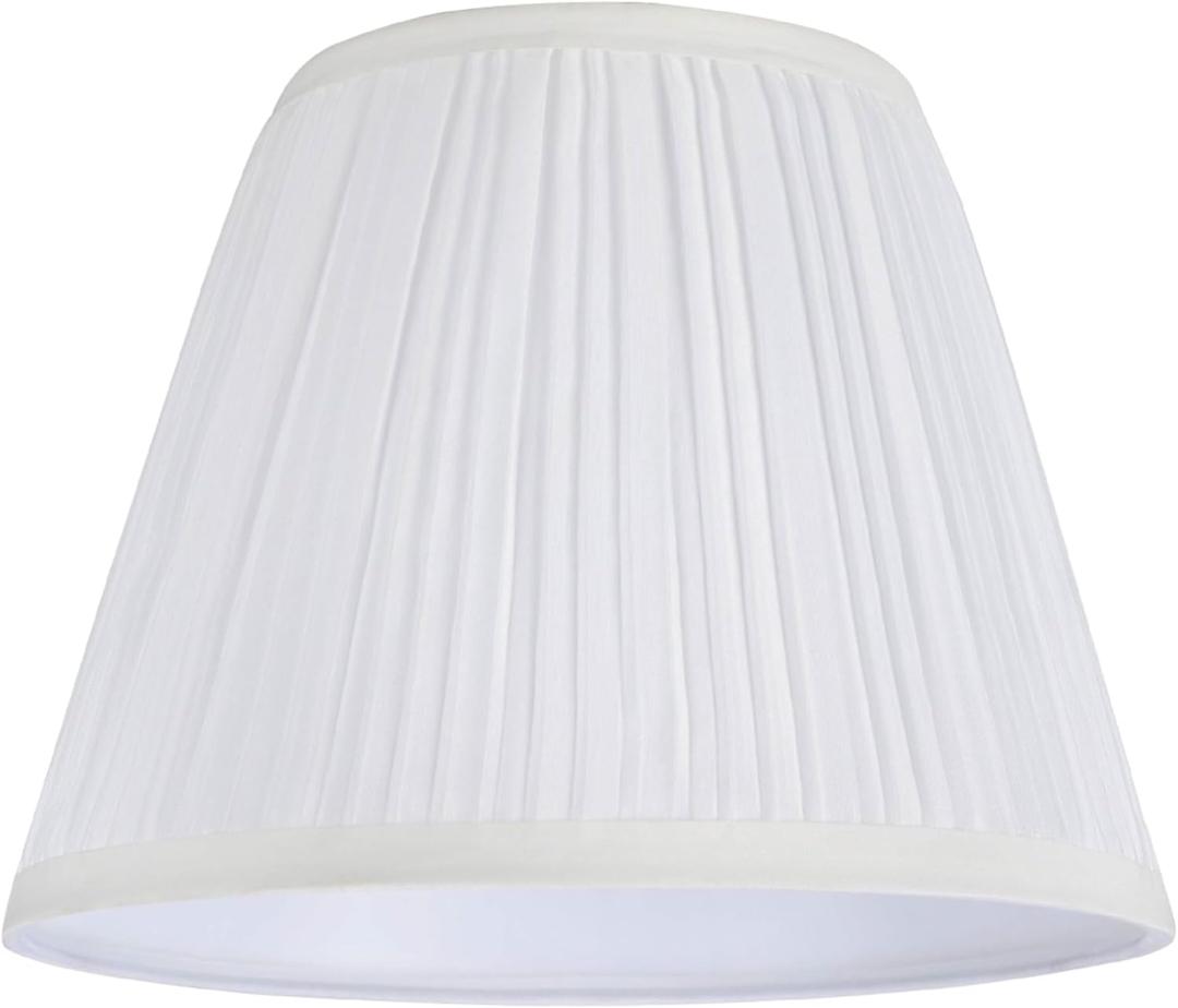 Aspen Creative 32006A Transitional Hardback Empire Shape Spider Construction Lamp Shade in Pleated White, 9" wide (5" x 9" x 7")