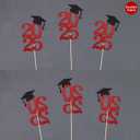 2 x Class of 2025 Graduation Decoration Centerpieces for Table, 2025 Party Centerpieces Grad Cap Sticks Party Supplies, Graduation Party Decoration Toppeers (10 PCS, Red & Black)