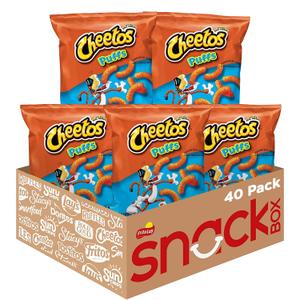 Cheetos Cheese Flavored Snacks, Puffs, 0.875 Ounce (Pack of 40) (EXP 07/14/26)