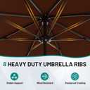 AreShark 9 FT Patio Umbrella for Outdoor, Outdoor Table Umbrella with Push Button Tilt and Crank, Outdoor Patio Umbrellas with 8 Sturdy Ribs for Market, Garden, Pool (Brown)