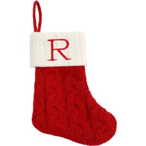 8 Inch Mini Christmas Stockings, Small Xmas Stockings with Monogram Initial, Classic Red White Xmas Decor for Mini Christmas Tree, Fireplace, Holiday Decor, Party Favors, Gift Stocking (R)