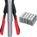 Proster Manual Hog Ring Plier Kit - Hog Ring Gun with 2500pcs Galvanized Steel Hog Rings for Auto Feed Fence Fastener Staple Plier Nailer for Pigpen Birdcage (Black + Red)