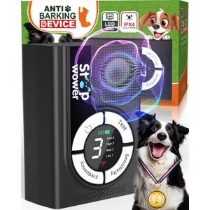 1500 mAh Rechargeable Anti Barking Device for Dogs Indoor Up to 50 Ft Range, 9 Modes Dog Bark Deterrent Devices Dog Training & Behavior Aids, Dog Barking Control Safe for Dogs (5.43 x 2.75 x 4.17 inches)