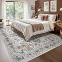 4x6 Washable Area Rug for Bedroom, Ultra Thin Non-Slip Low Pile Soft and Stain Resistant Rugs for Living Room Dining Room Playroom Home Decor (Light Brown)