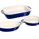 Staub Ceramics 3-pc Rectangular Baking Dish Set - Dark Blue