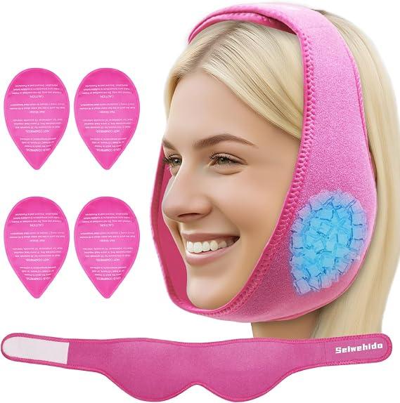 Wisdom Teeth Ice Pack Head Wrap Jaw Face Ice Pack with 4 Gel Packs