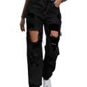 Ripped Jeans Womens Distressed high Waisted Jeans for Women Trendy Wide Straight Leg Y2k Pants Women’s Jeans, XS