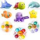 Hely Cancy Infant Bath Toys for 18 Months - No Hole Animal Bathtub Toys, Baby Bath Tub Toys
