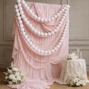 18ft Giant Pearl Garland Plastic Material Jumbo Bead Garland Wedding Decoration Wedding Bead Ball Hanging Banner for Bridal Shower Ceremony Party Banquet Indoor Outdoor Backdorp Decor