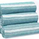 Belizzi Home Peshtemal Turkish Towel Chevron Beach Towels Oversized 36x71 Set of 6, Beach Towels for Adults, Soft Durable Absorbent Extra Large Bath Sheet Hammam Towel - Teal