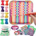 FUNiOi Weaving Loom Kit Toys for Kids, DIY Crafts Projects of 6 Potholders and 10 Friendship Bracelets, 2-in-1 Square Buildable Loom Knitting Kits, Gift Ideas for Girls 6-12 Years Old