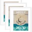 Abtgt 24x30 Frame Set of 3, Display Pictures 18x24 with Mat or 24x30 without Mat, Vertical & Horizontal Wall Decoration Picture Frame for Photos, Posters & Art Prints, White