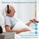 Wireless Over-Ear TV Headphones for Seniors with ANC, Bluetooth 5.3 & 3-in-1 Transmitter (USB/RCA/AUX) for Non-Bluetooth TVs, 35H Playtime, 220g Lightweight Foldable, Gifts for Elderly Parents