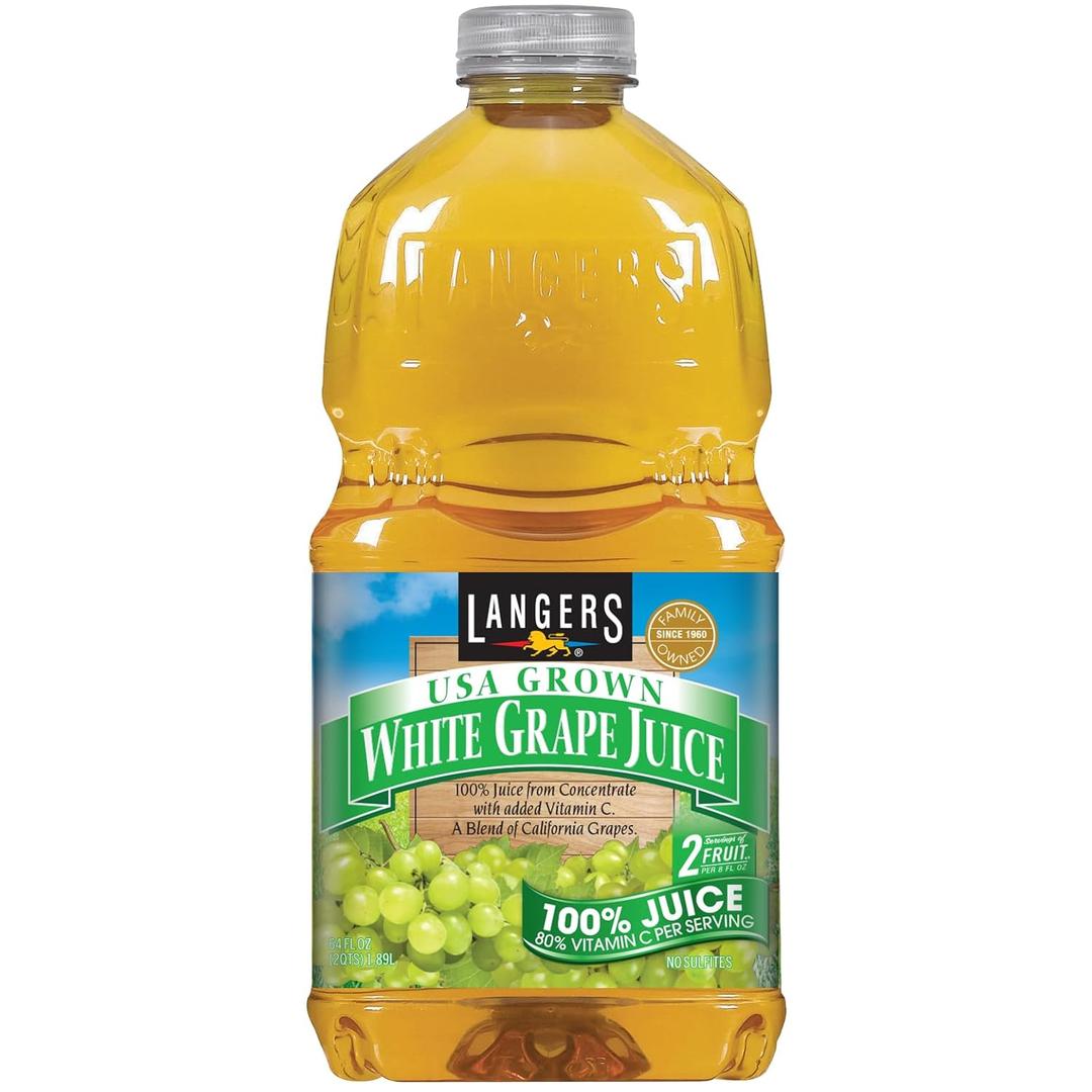 Langers Juice, White Grape with Vitamin C, 64 Fl Oz (Pack of 8) Best By: 08/11/25