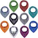 Maiwa 10 Pack Baby Triangle Bandana Bibs for Boys Girls for Drool Teething Eating with Snaps
