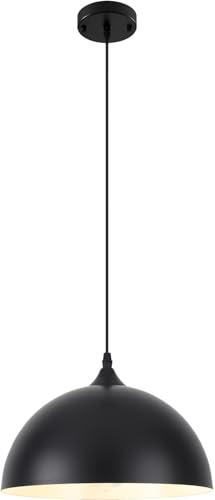 HOLOHATAL Black Pendant Light, 11.8 inch Black and White Dome Pendant Lights, Industrial Pendant Light for Kitchen Island, Living Room, Dining Room (1 Pack)