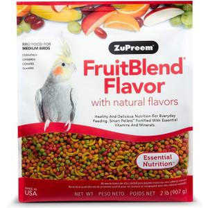 ZuPreem FruitBlend Cockatiel & Conure Food, Uniform Bird Food, M, 2 lb Bird Food Pellets, Fruit Blend, Cockatiel Food, Conures, Lovebirds, Love Bird Pellets, Cockatiel Pellets, Parrot, Medium Bird Amazon's Choice BB 8/4/26