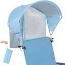 Universal Chair Umbrella Canopy, UPF 50+ Sun Shade with Adjustable Clamp, Fits Most Brands Beach, Camping, Lawn, Tanning, Zero Gravity, Lounge & Fishing Chairs, Patent Design (1 Pack, Lightblue)