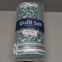 Mybedsoul Green Quilt Set Full Size, 3 Pieces Plaid Floral Bedspread Set Patchwork Reversible Bedding Set Microfiber Lightweight Bedspread Coverlet Set for All Season 78"x90"