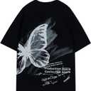 Vamtac Butterfly Graphic Tees Men Y2K Oversized Vintage T Shirts Loose Streetwear Short Sleeves Summer Tops (Small, Black)