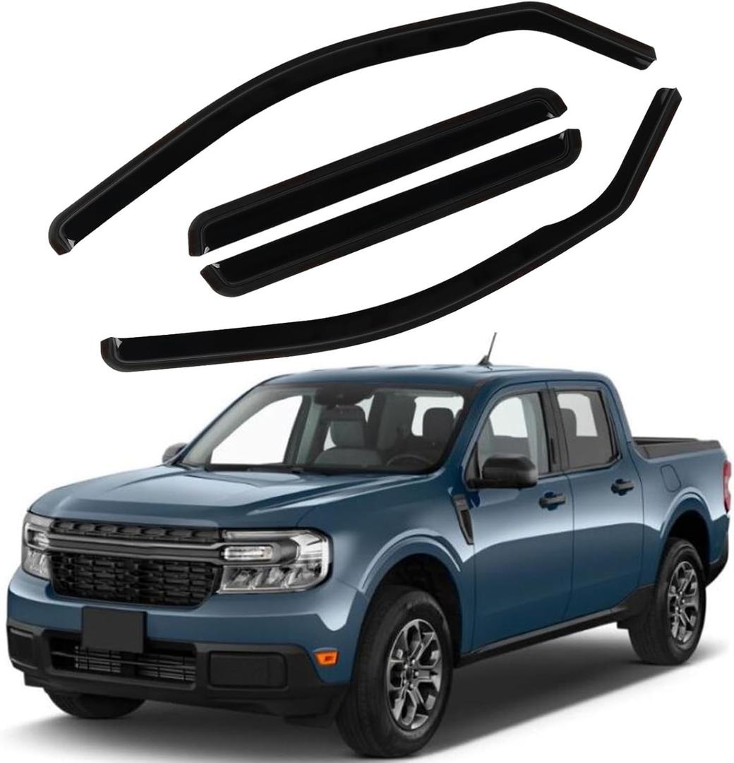 4PCS in-Channel Rain Guards Fit for Ford Maverick 2022 2023 2024 2025 2026, Front and Rear Window Visors Wind Deflectors, Vent Shade Weather Shield for 2022-2026 Maverick Accessories