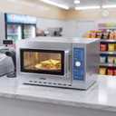 CROSSON ETL Listed Commercial Microwave Oven Countertop with Dial Controls,1.2Cu Ft,Stainless Steel,1000w with 5 Power Levels,Easy to Use and Clean for Restaurants|Office|Home Kitchen