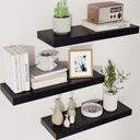 Black Floating Shelves for Wall, Wooden Shelves for Wall  Modern Black Shelves for Bedroom Living Room Bathroom Kitchen, Shelves for Wall Decor Storage - Black