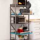 5-Tier Pull Out Bakers Rack for Kitchen, Microwave Stand with Storage, Baker's Rack with Wheel, Adjustable Kitchen Storage Shelf, Rolling Utility Storage Cart, 23.6''W