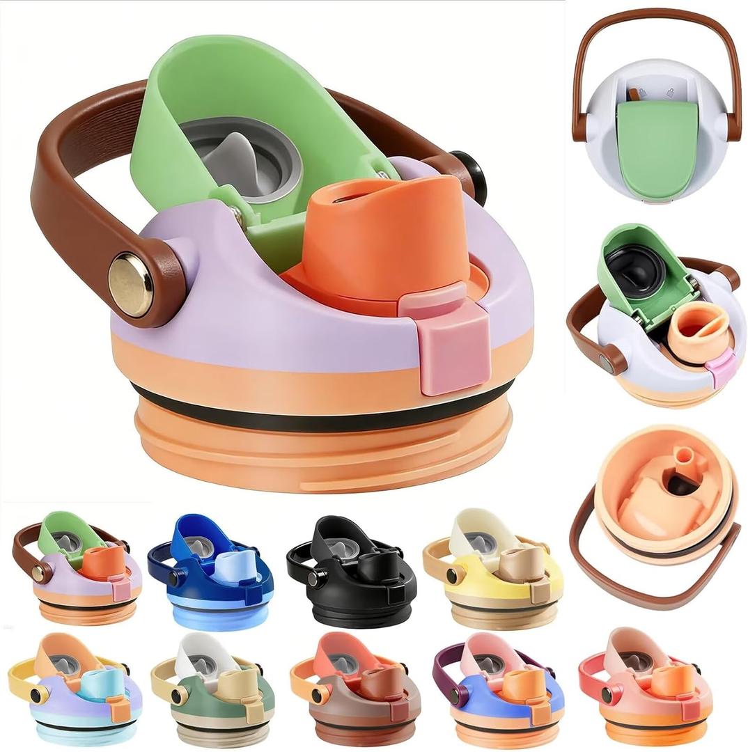 Replacement Lid for Owala FreeSip Sway 30 oz & 40 oz Water Bottle and Tumbler 40 oz, One Button Water Bottle Top Replacement Cap Compatible with Owala Freesip Sway Cup , Leakproof Lids Accessory (Greenpurple)