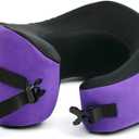 C CUSHION LAB Travel Pillow, Award-Winning Patented Ergonomic Design for Chin & Neck Support Memory Foam Neck Pillow, Compact Airplane Pillow for Traveling, Flight, Car (Royal Purple, Large)
