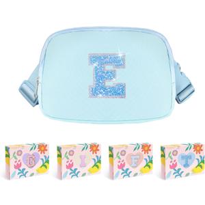 COSHAYSOO Blue Girls Purse Crossbody Initial Fanny Pack Belt Bag, 6 7 8 9 10 11 12 Year Old Girl Birthday Gifts Monogrammed Letter E