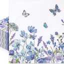 2 x 80 Pcs Floral Paper Napkins Summer Watercolor Blue Wildflower Butterfly Disposable Napkins Flower Blossom Luncheon Dinner Napkin for Spring Wedding Baby Shower Birthday Tea Party Supplies