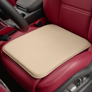 Car Seat Cushion – Breathable Nappa-Style Microfiber Leather & Premium Memory Foam, Non-Slip Seat Pad for Car/SUV/Truck/Office Chair,Lower Back & Hip Support (Beige)
