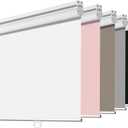 Joydeco White Fabric Mini Blinds 35 Inch Wide Cordless Black Out Roller Shades for Sliding Glass Door Bedroom Home Window Darkening (35x 75)