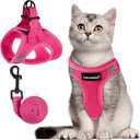 FAYOGOO Cat Harness and Leash Set | Upgrade Step-in Escape Proof Harness | Lightweight Soft Vest, No-Choke Design for Walking, Travel, Camping (Pink) (S(Chest 7.5 - 9.5"))