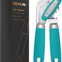 Beneno Can Opener Manual with Magnet, Hand Held Heavy Duty Can Opener with Durable Sharp Blade Smooth Edge, Big Effort-Saving Knob, Soft Grip Rubber Handle, Multifunctional Bottle Opener, Turquoise
