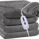 McJaw Electric Blanket Heated 72"x84" Full Size Oversized Flannel Heated Blanket, ETL Certification Fast Heating with 4 Heating Levels &10 Hours Auto Off, Machine Washable-Grey
