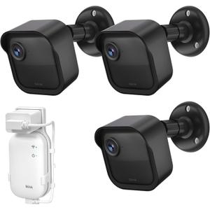 Blink Outdoor Camera Wall Mount Compatible with 2K+ & 4th Gen,3 Pack Weatherproof Protective Housing,360 Degree Adjustable with Sync Module Core Outlet Mount for Blink Camera System (Black)