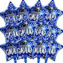12 Pcs Congrats Grad Foil Balloons, Blue Star Graduation Mylar Balloons for Kindergarten High School College Graduation Party Decorations Supplies Grad Photo Props