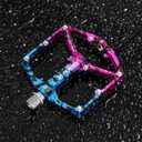 Road/Mountain Bike Pedals - 3 Bearings Bicycle Pedals - 9/16 CNC Machined Flat Pedals with Removable Anti-Skid Nails