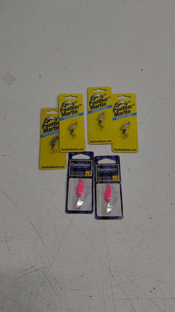 Panther Martinn Genuine Gold Plated Blade 3Pcs + 1 Holograpic + Danielson Dandy Trout Spoon Cuiller Truite Dandy