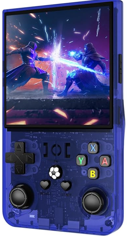 R36MAX Handheld Game Console, Newly Launched 4000mAh Retro Gaming Console Faster & Better Sound Quality, 3.5 Inch IPS Screen 720x720 Open Source Game Player for Kids (128GB)