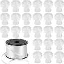 24 PCS Balloon Weights Metallic Anchor, Balloon Holder Heavy Weights with 1 Roll Iridescent Crimped Ribbon for Balloons Table Party Favor Birthday Decor(White)