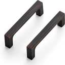 Ravinte 30 Pack Solid 3 Inch Square Cabinet Handles Oil-Rubbed Bronze Pulls Drawer Pulls Kitchen Hardware Handles (3" Hole Center)