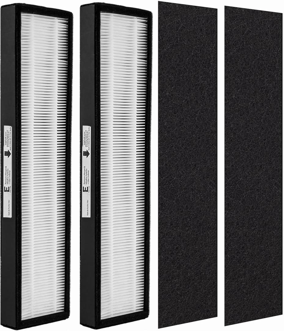 Drolma Size E H13 HEPA Replacement Filter, Compatible with Idylis Air Purifier FIL-GG-125, IAP-GG-125, Fit GermGuardian FLT5000 Series AC5000 Filter C Air Purifiers, 2 HEPA + 2 Carbon Pre-filters