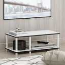 Furinno JUST TV Stand, 2-Tier No Tools Mid Entertainment Center with Open Shelf, TV Console for TV up to 46 Inch with Tubes, for Living Room, Bedroom, White