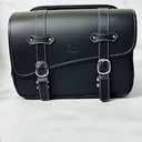 KEMIMOTO Motorcycle Tool Bag, Leather Handlebar Bag Front Fork Bag, Sissy Bar Bag Universal Travel Accessory Pouch, Black
